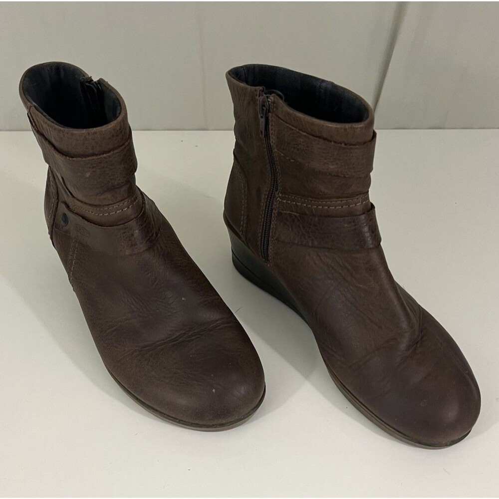 Keen Kate Wedges Brown Leather Women's Ankle Side Zip Boots Sz 9 Slow Fashion